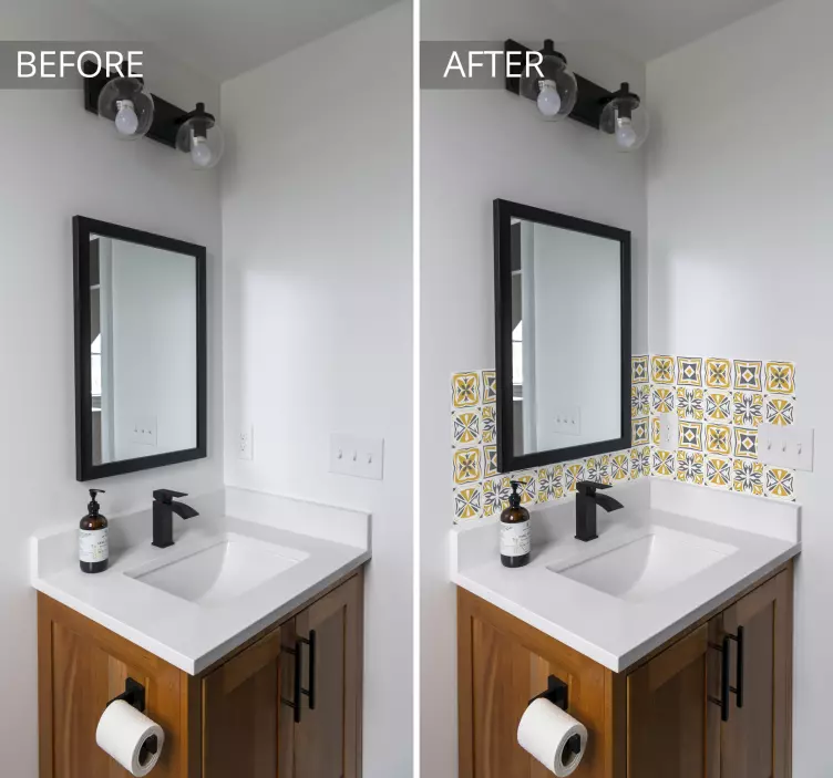 Sticker carrelage jaune et gris - TenStickers