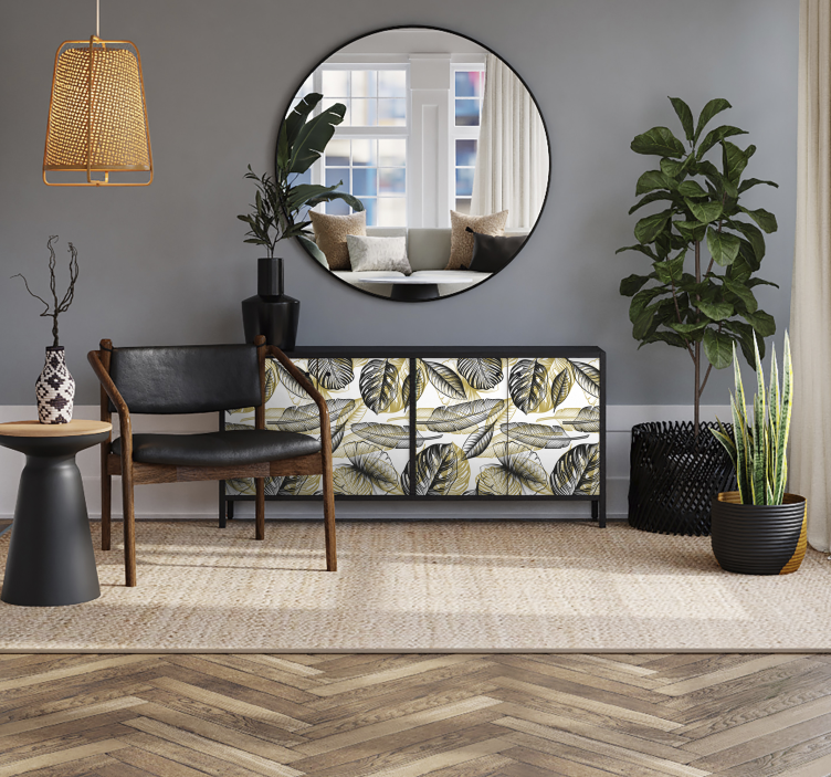 Adhésif meuble feuilles tropicales élégantes - TenStickers