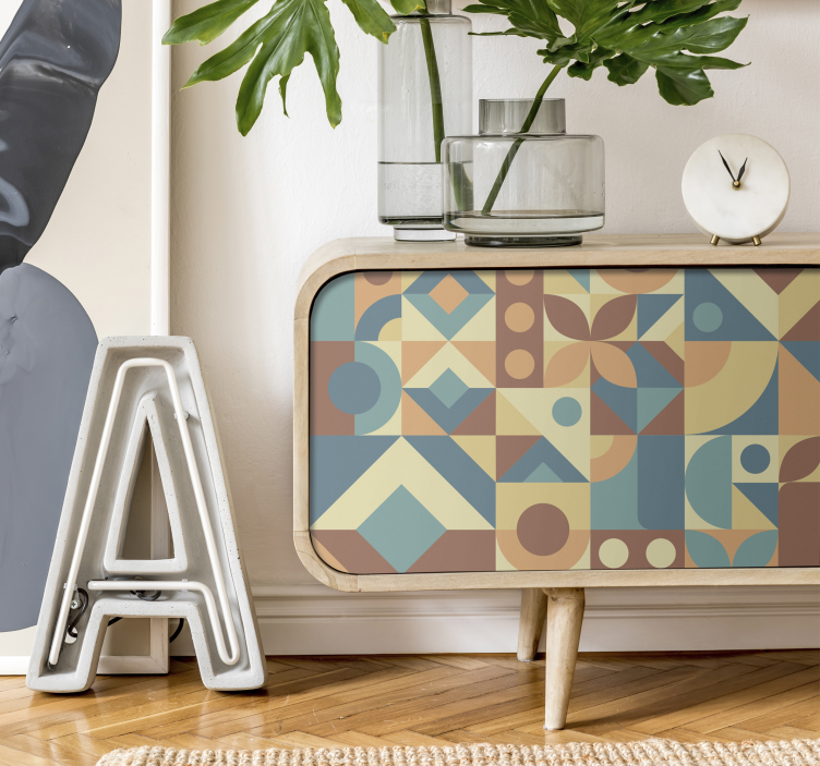 Adhésif meuble vintage géométrique - TenStickers