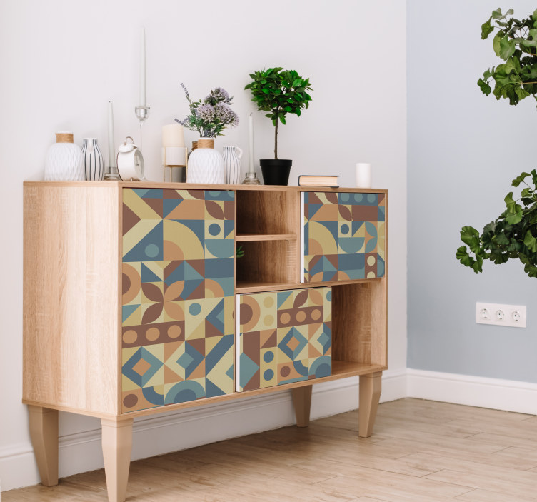 Adhésif meuble vintage géométrique - TenStickers
