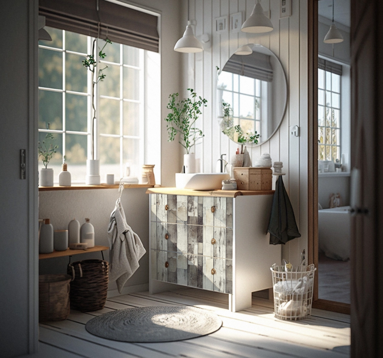 Adhésif meuble bois clair vieilli - TenStickers