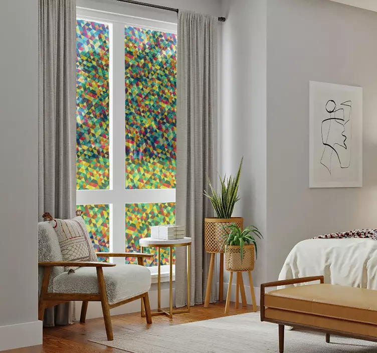 Sticker fenêtre translucide géométrique - TenStickers