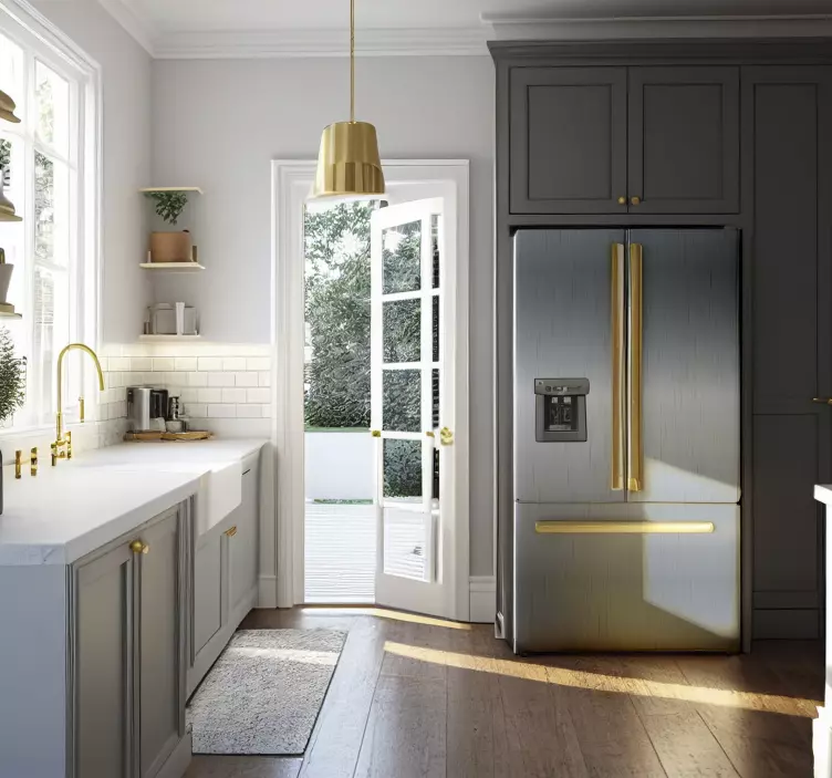 Sticker réfrigérateur effet acier - TenStickers