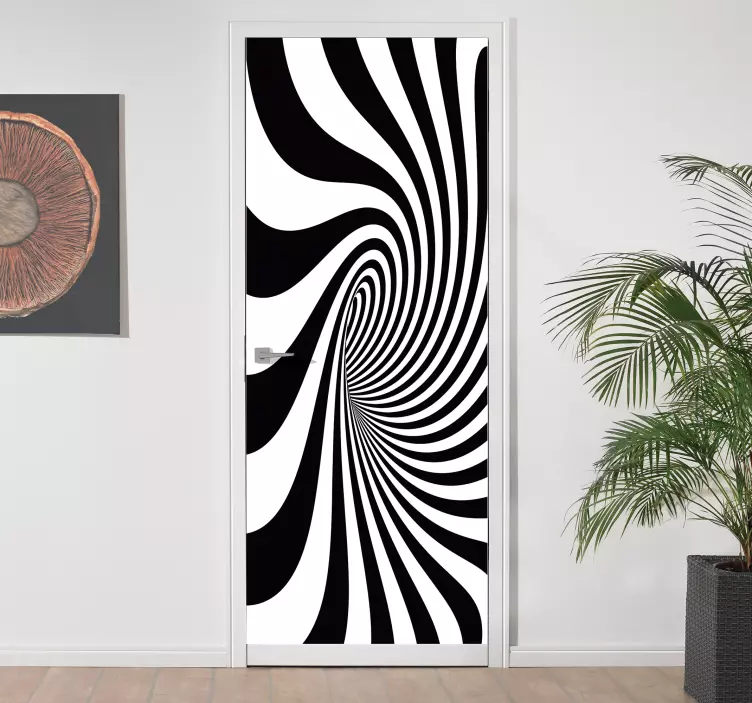 Sticker trompe-l'œil porte effet visuel noir et blanc - TenStickers