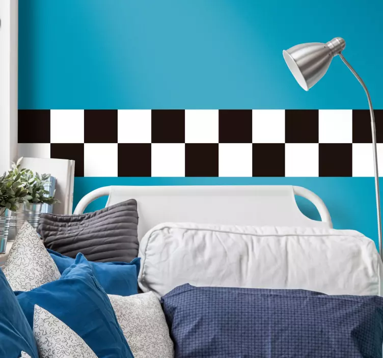 Frise tapisserie murale adolescent damiers - TenStickers
