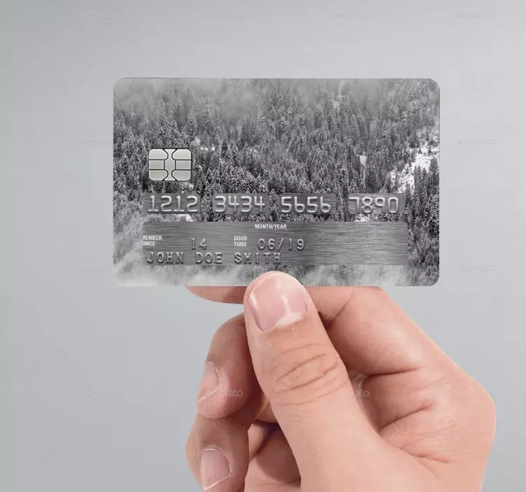 Sticker carte bancaire forêt enneigée - TenStickers