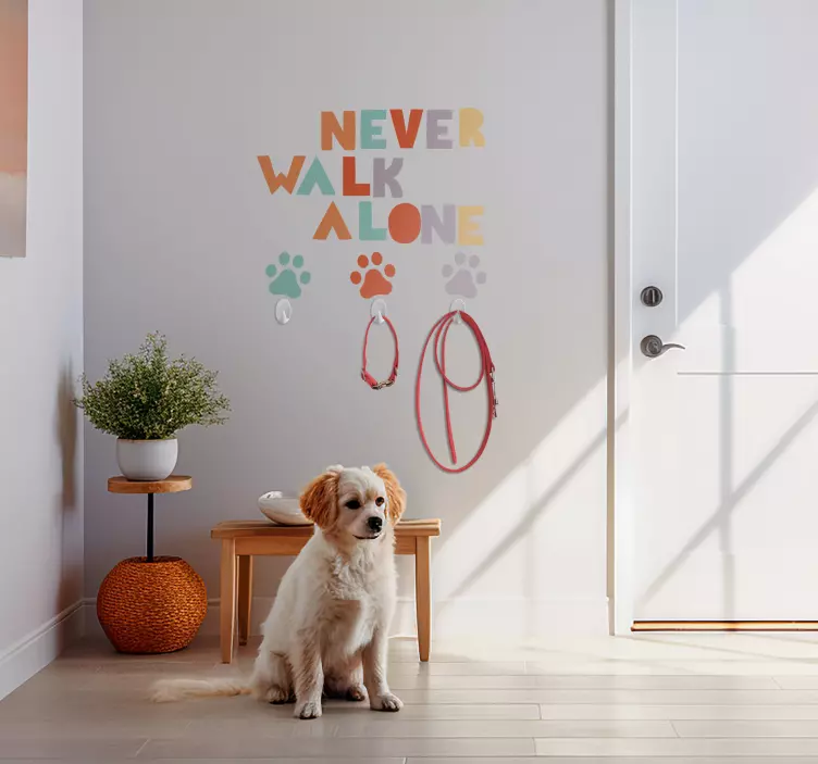 Sticker mural promenade laisse du chien - TenStickers