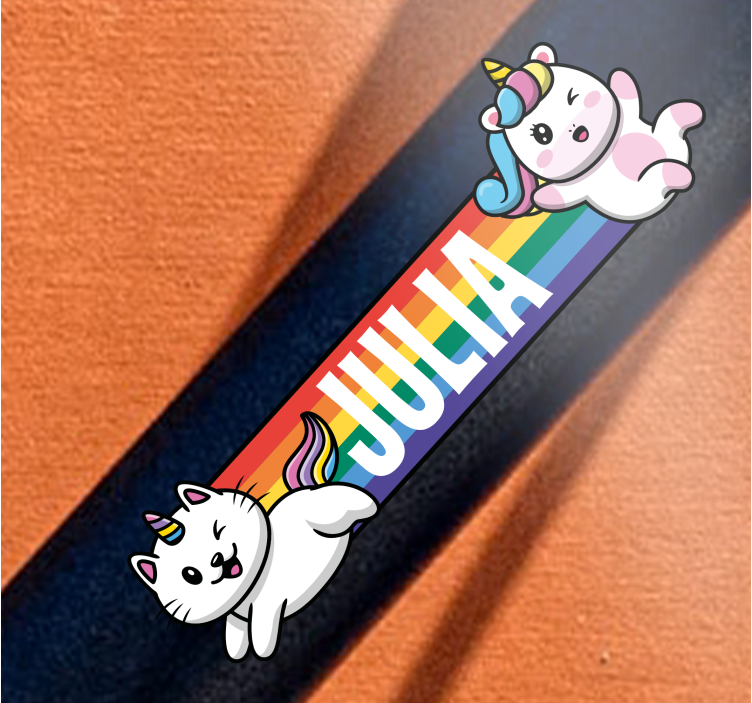 Sticker vélo arc-en-ciel avec chat licornes - TenStickers