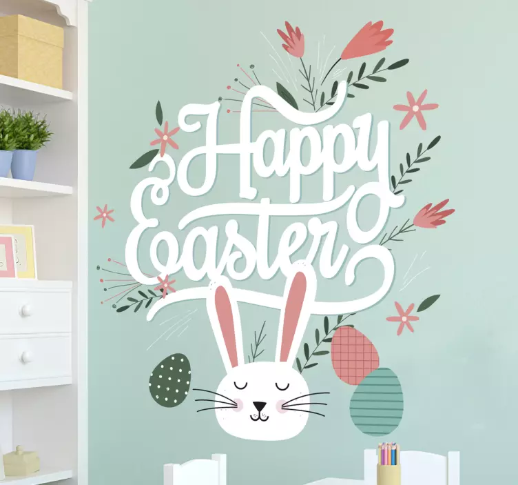 Sticker happy easter lapin - TenStickers