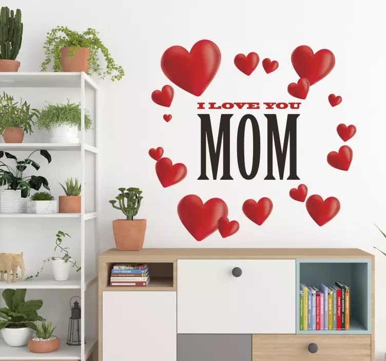 Sticker amour I love you mom et cœurs - TenStickers
