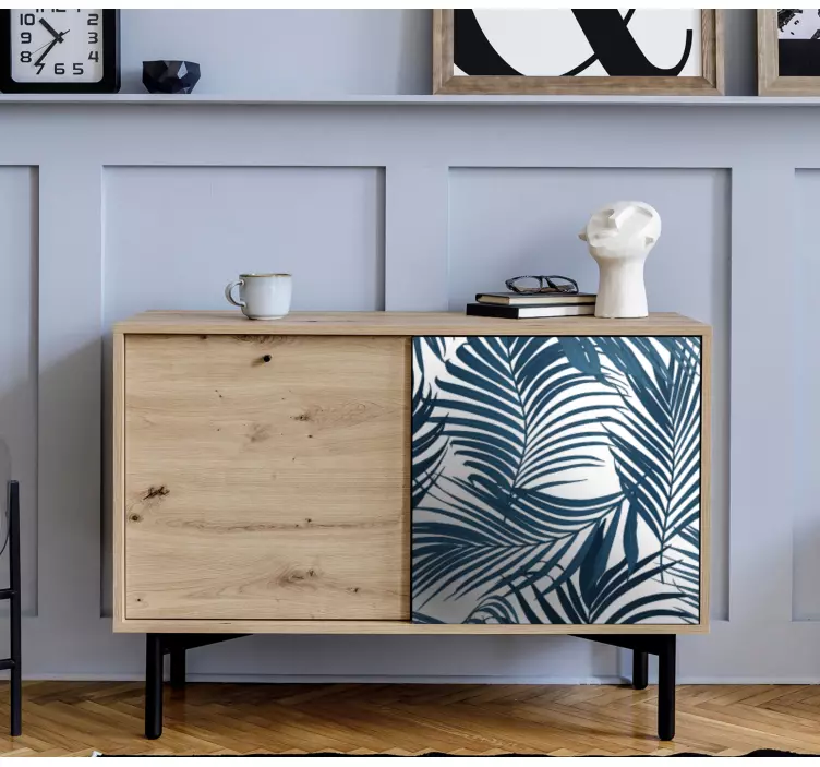 Adhésif meuble motif de feuilles de palmier bleu - TenStickers
