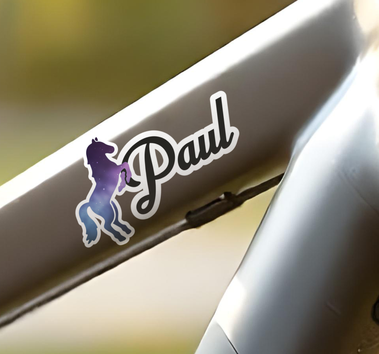 Sticker vélo cheval avec prénom - TenStickers