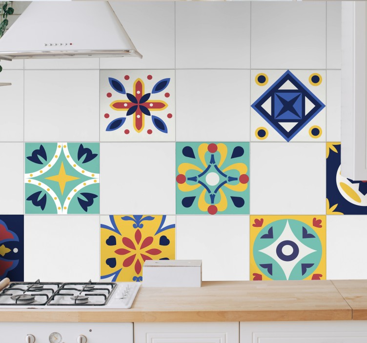 Sticker carrelage motifs multicolores - TenStickers