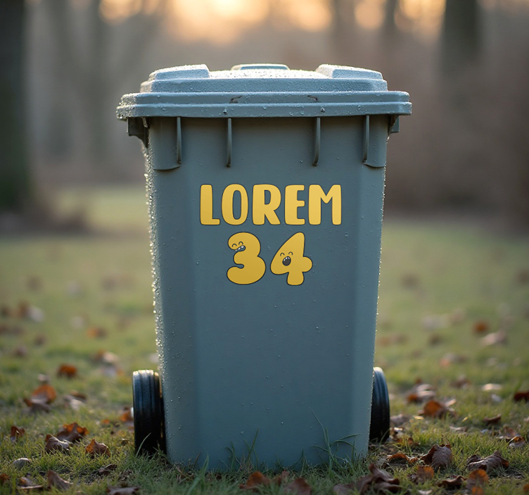 Sticker poubelle visages de nombres ludiques - TenStickers