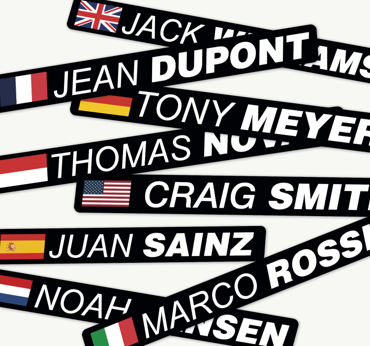 Sticker vélo bicyclette de route avec drapeau et nom - TenStickers