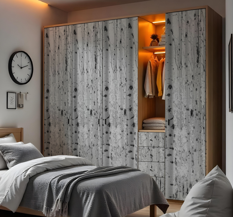 sticker pour porte placard arbres noirs et blancs - TenStickers