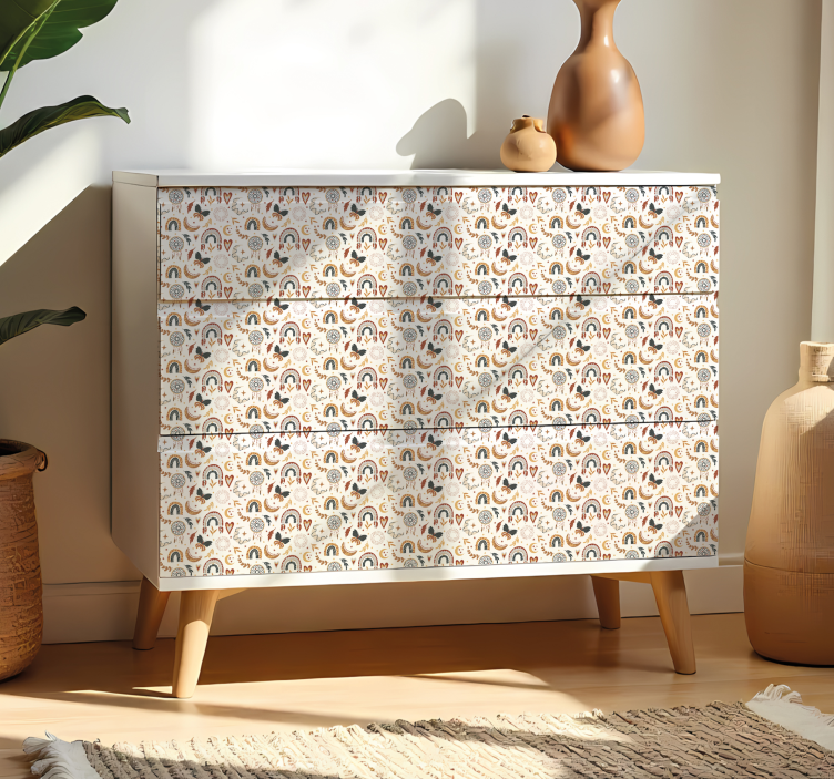Adhésif meuble arc-en-ciel coloré boho - TenStickers
