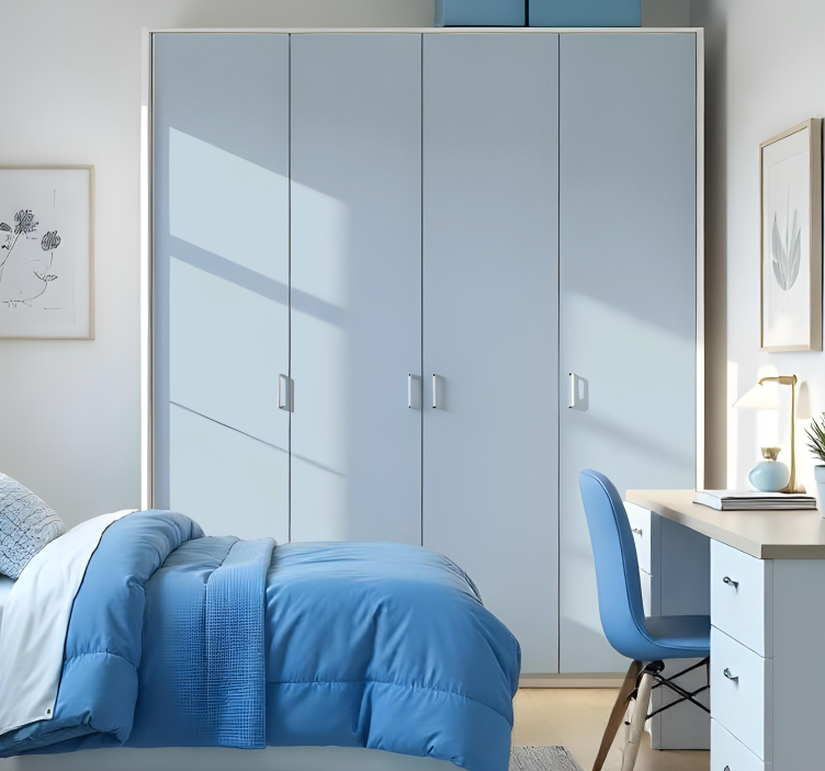 sticker pour porte placard bleu pastel - TenStickers