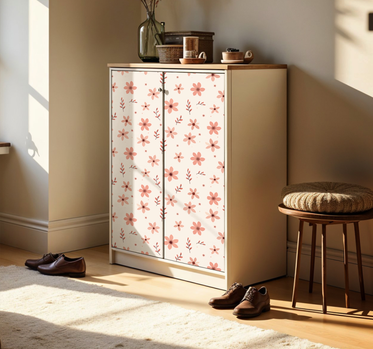 Adhésif meuble fleurs beiges - TenStickers