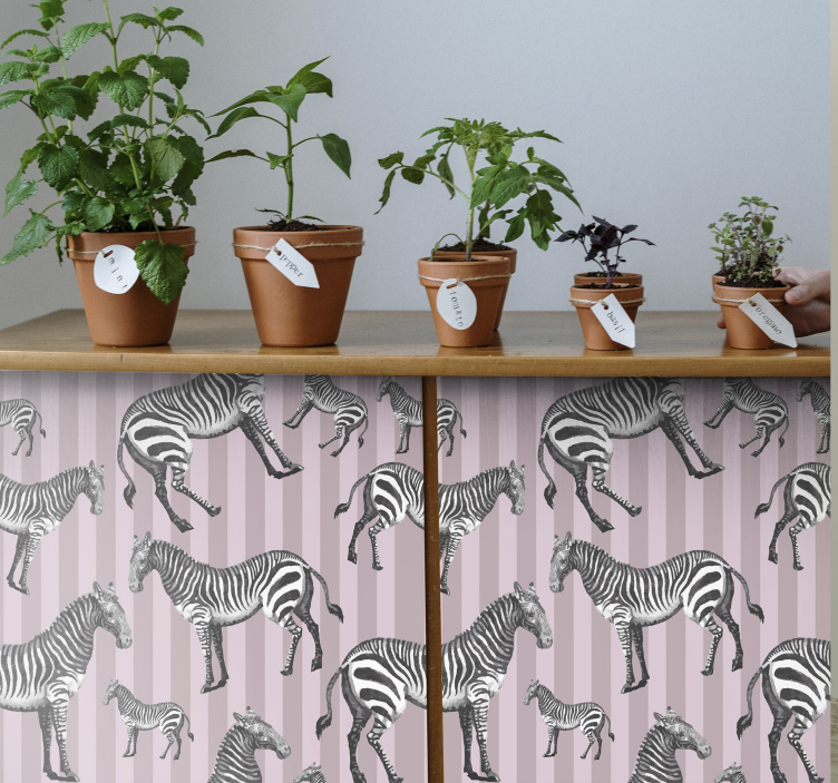 Papier adhésif pour meuble illustration de zèbre vintage - TenStickers