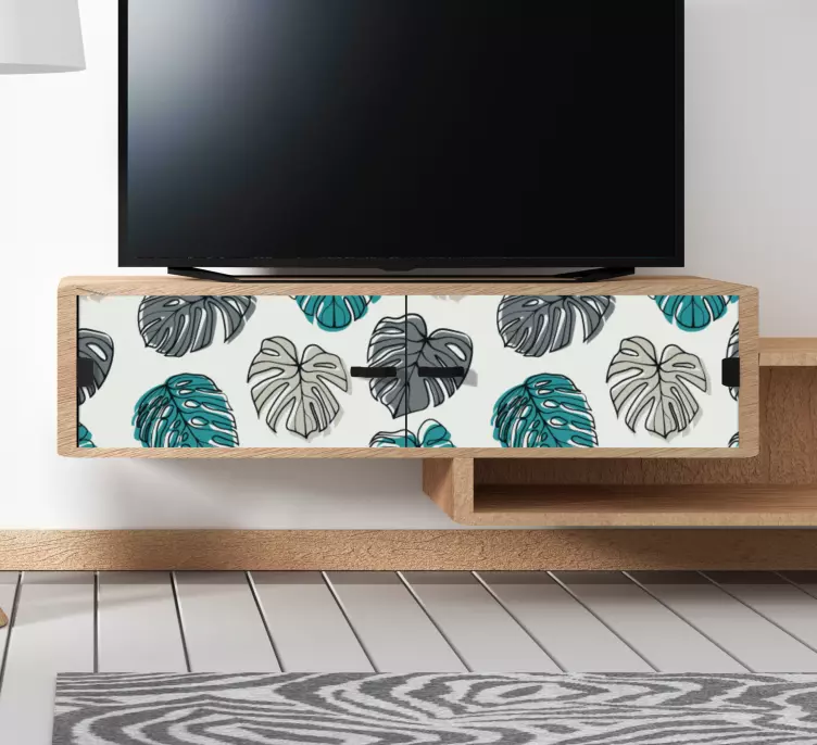 Adhésif meuble motif feuille de monstera - TenStickers