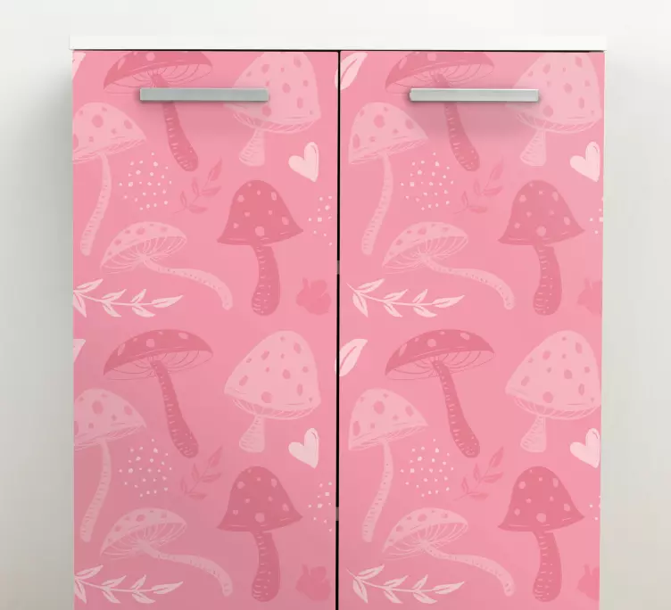 Adhésif meuble motifs de champignons roses - TenStickers