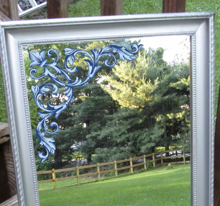 Autocollant miroir coins floraux bleus - TenStickers