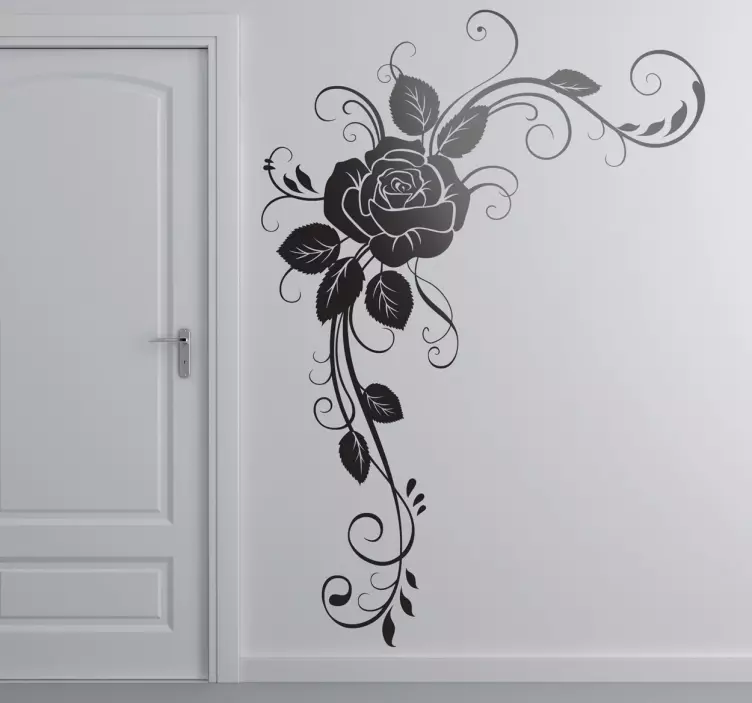 Sticker mural fleur rosier mural ornemental - TenStickers
