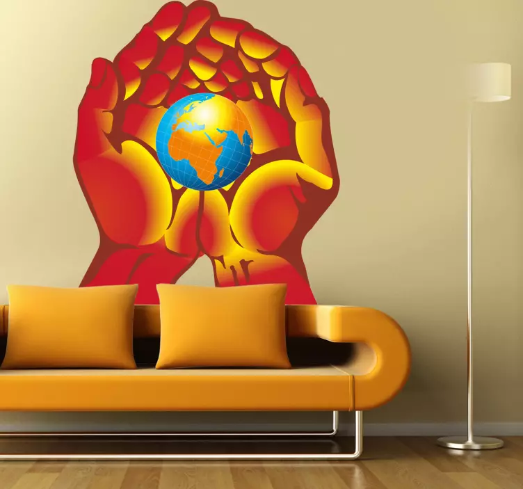 Adhésif mural terre main - TenStickers