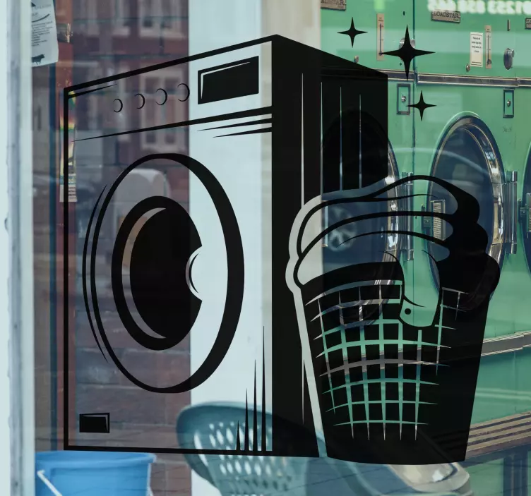 Sticker Vitrine Buanderie style vintage - TenStickers