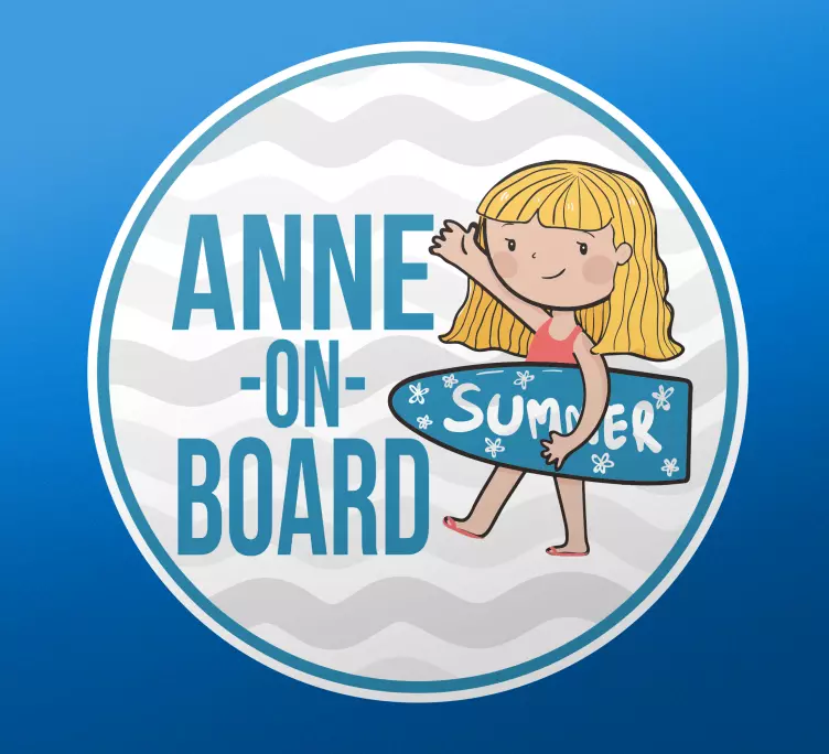 Autocollant bébé à bord aventure de surf personnalisée - TenStickers