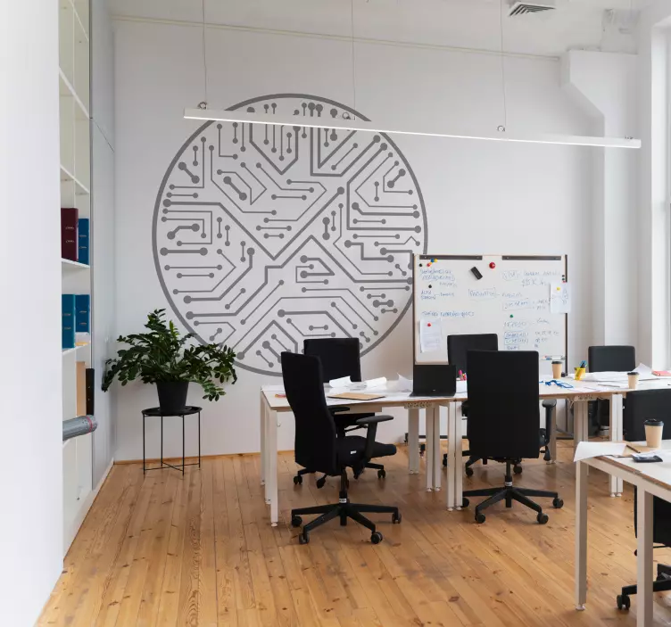 Sticker bureau motif puce éléctronique - TenStickers