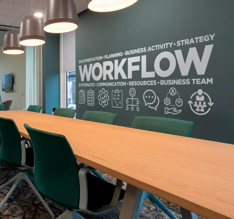 Sticker bureau "workflow" et symboles travail - TenStickers
