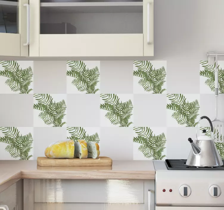 Sticker carrelage feuilles de plantes - TenStickers