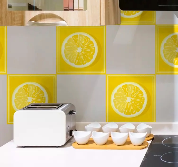 Sticker carrelage rondelles de citrons - TenStickers