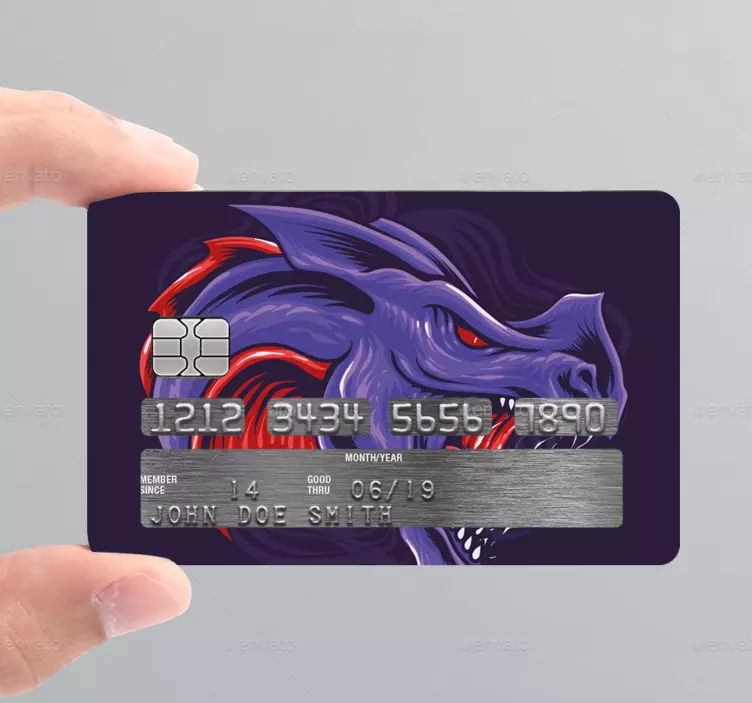 Sticker carte bancaire Dragon violet - TenStickers