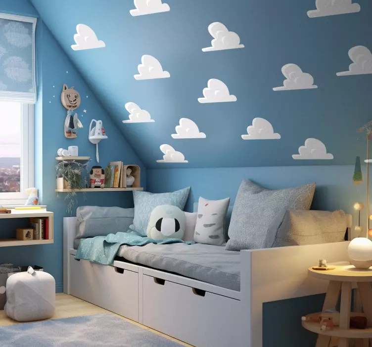 Sticker chambre enfant nuages chambre d'andy - TenStickers
