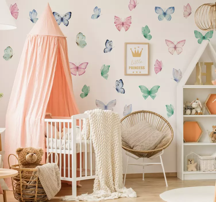 Sticker chambre enfant papillon aquarelle - TenStickers