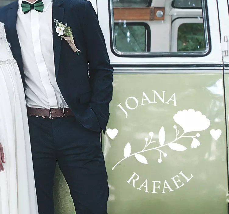 Autocollant voiture personnalisé prénoms avec fleur - TenStickers