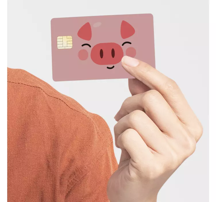 Sticker carte bancaire cochon mignon - TenStickers