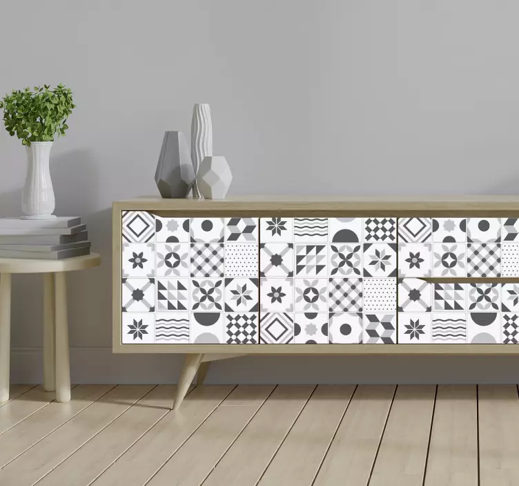 Sticker meuble carreaux bleus vintage - TenStickers