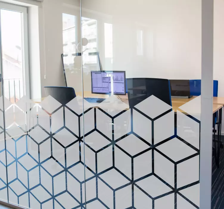 Sticker fenêtre motif cubes géométriques - TenStickers