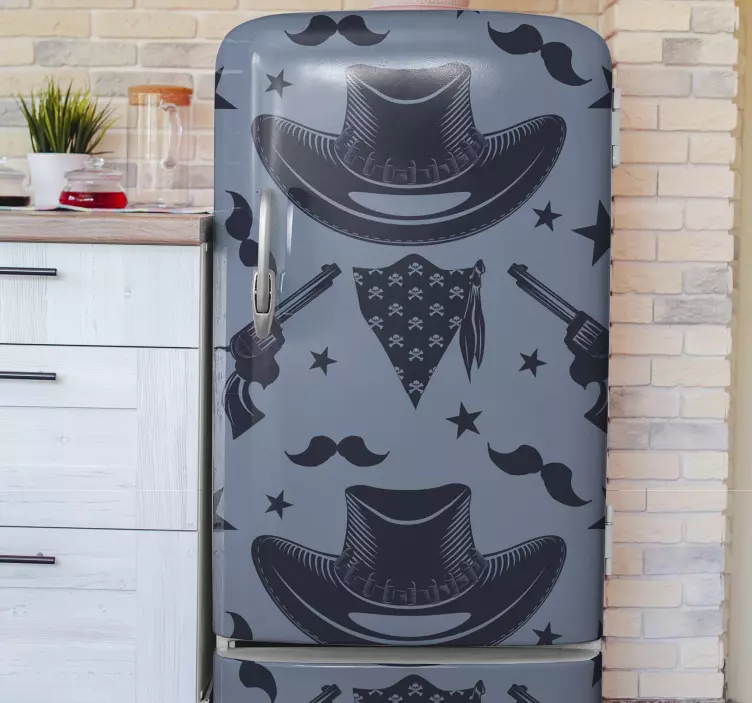 Autocollant frigo motif cow-boy bleu - TenStickers