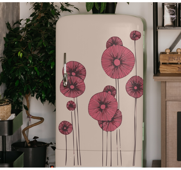 Autocollant frigo fleurs de pavot abstraites - TenStickers