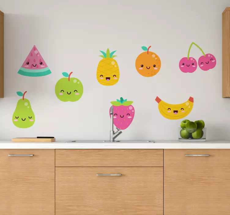 Sticker Fruit Pack de 8 fruits mignons - TenStickers