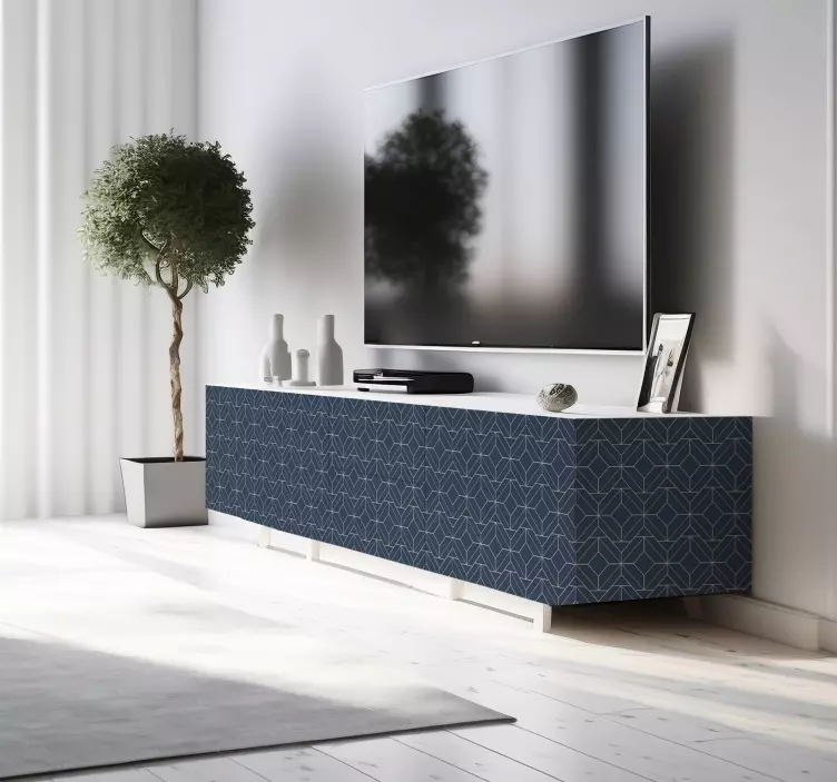 Adhésif meuble lignes art déco bleu - TenStickers