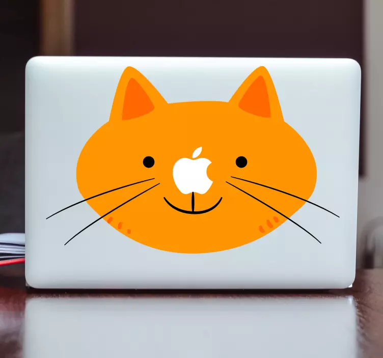 Autocollant macbook visage de chat - TenStickers