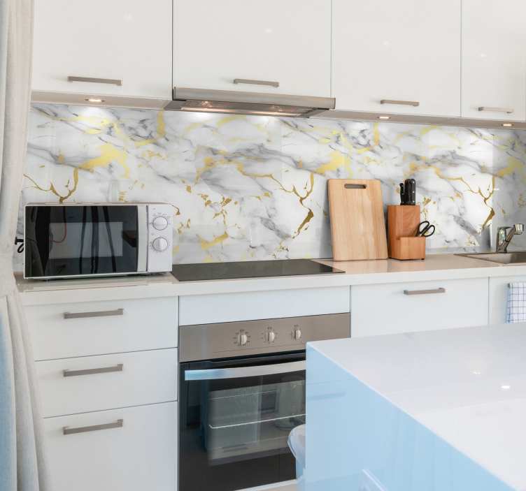 Sticker marbre blanc avec traits dorés - TenStickers