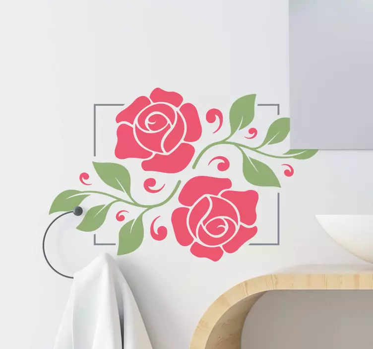 Sticker Miroir Cadre de fleurs romantiques - TenStickers