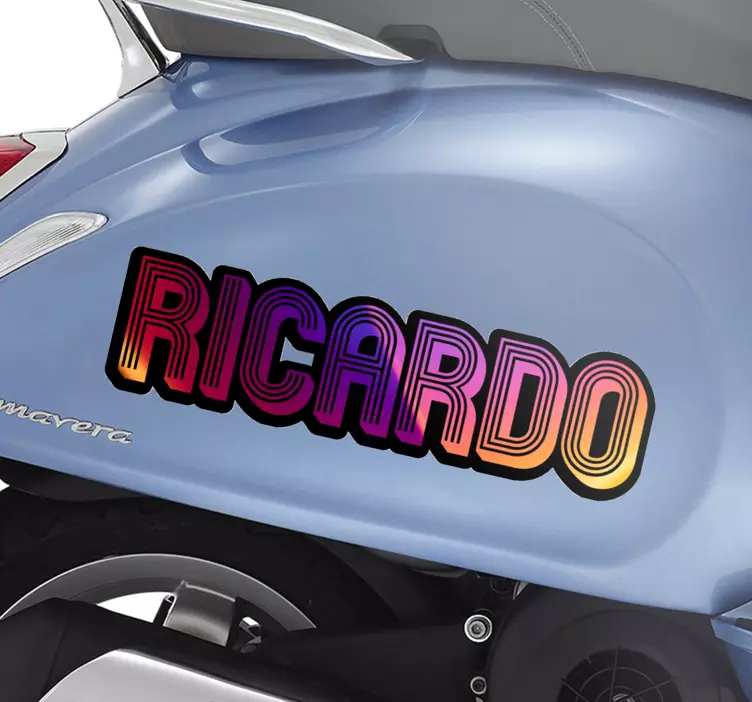 Sticker moto personnalisé dégradé nom contour noir - TenStickers